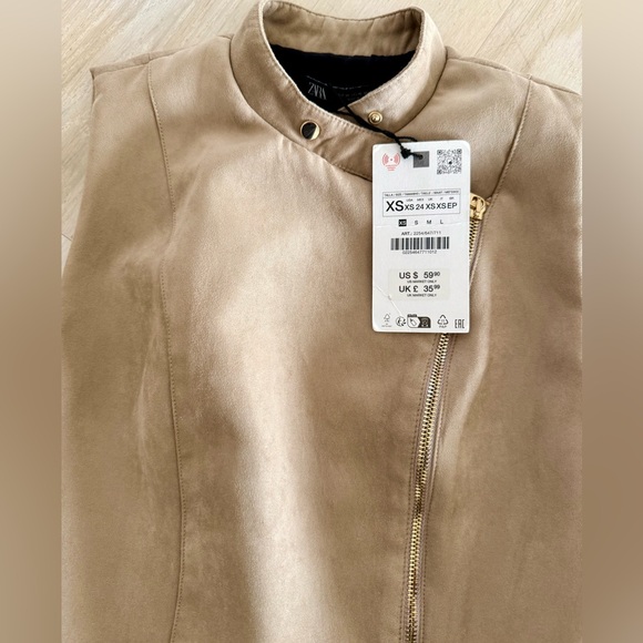 Zara NWT XS Suede Effect Zip Dress – Taupe - Picture 5 of 5